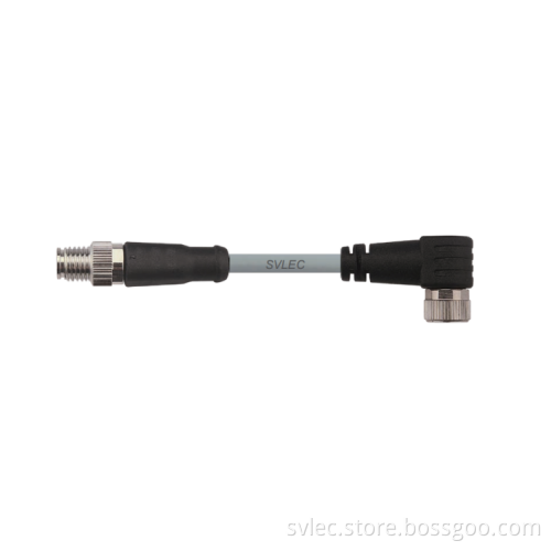 M8 male straight to angled female connector